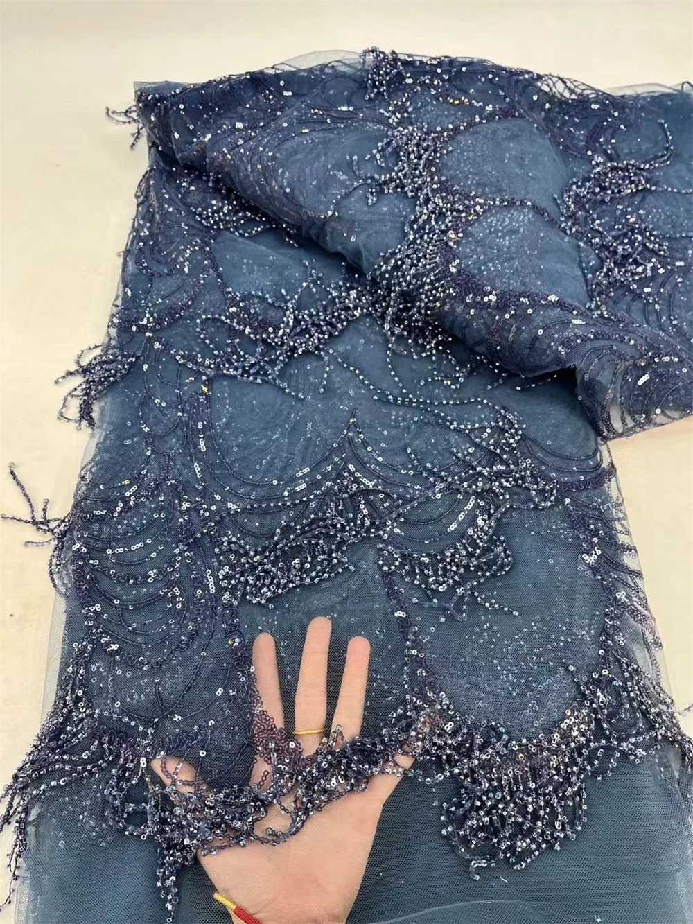 Роскошная новейшая кружевная ткань с блестками 5 ярдов высокое качество 2025 г.