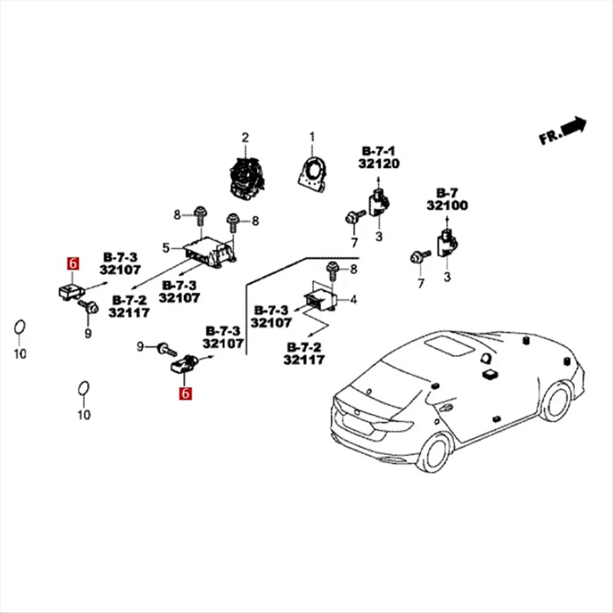 Фото Супер-скидка 77970-T5A-N01 для 15-20 Fit, 15-20 City, 15-17 Spirior, 15-16 Acura TLX, 16-19 GREIZ, 17-19 Gienia, датчик столкновения №4