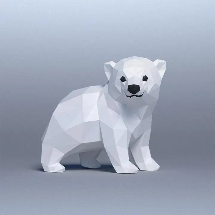 

3D Paper Model Small Cute Polar Bear Cubs Paper Model Ornaments Home Office Club Environment Decoration DIY Handmade