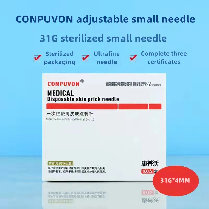 

Korea Medical Disposable Skin PunctureSmall Needle Sterile Painless Nano Painless Beauty Injection Ajustable 31G 4mm 34G1.5/4mm