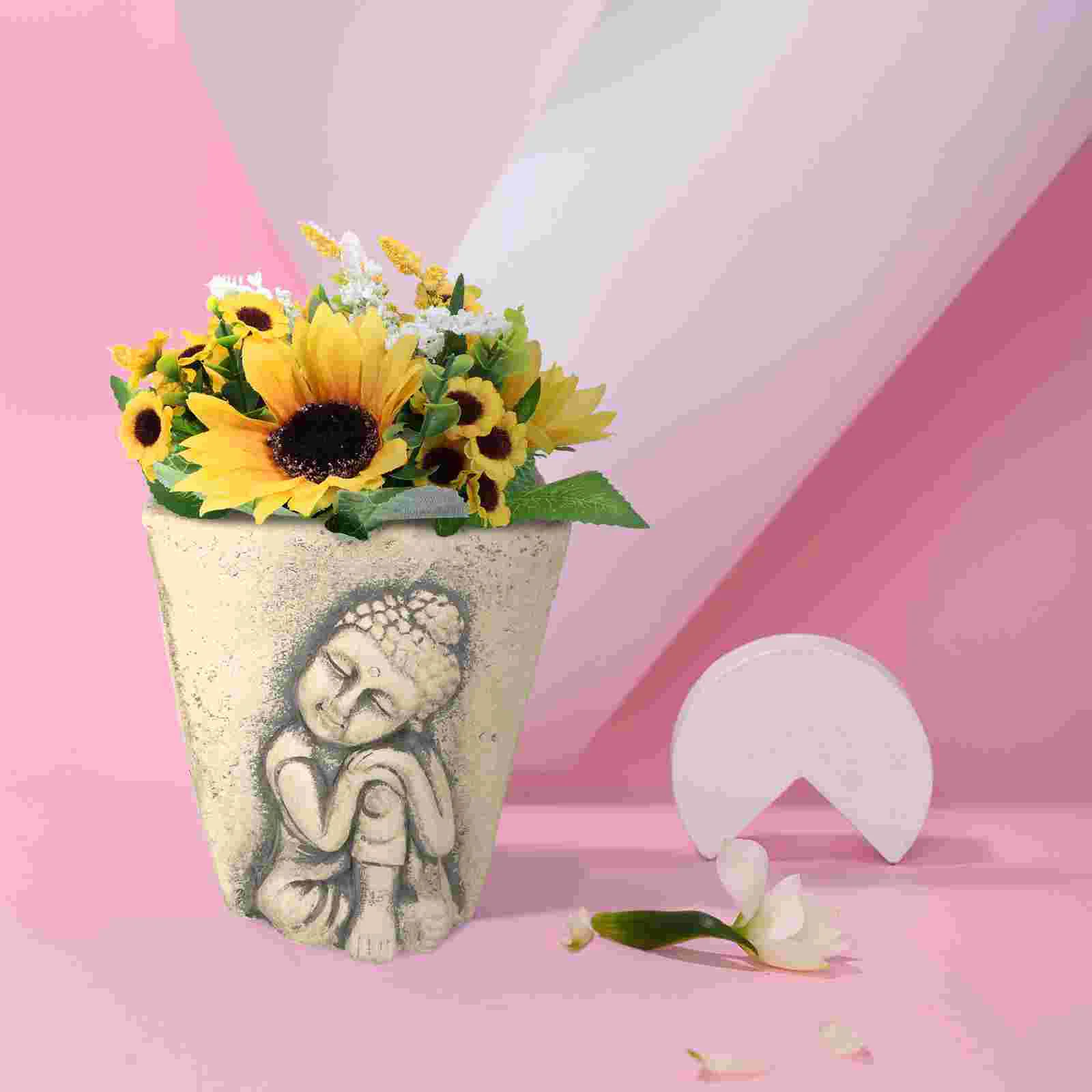 

Planter Pot Pots Flower Succulent Statue Flowerpot Cement Head Vase Holder Sculpture Container Decorative Ceramic Urn Balcony