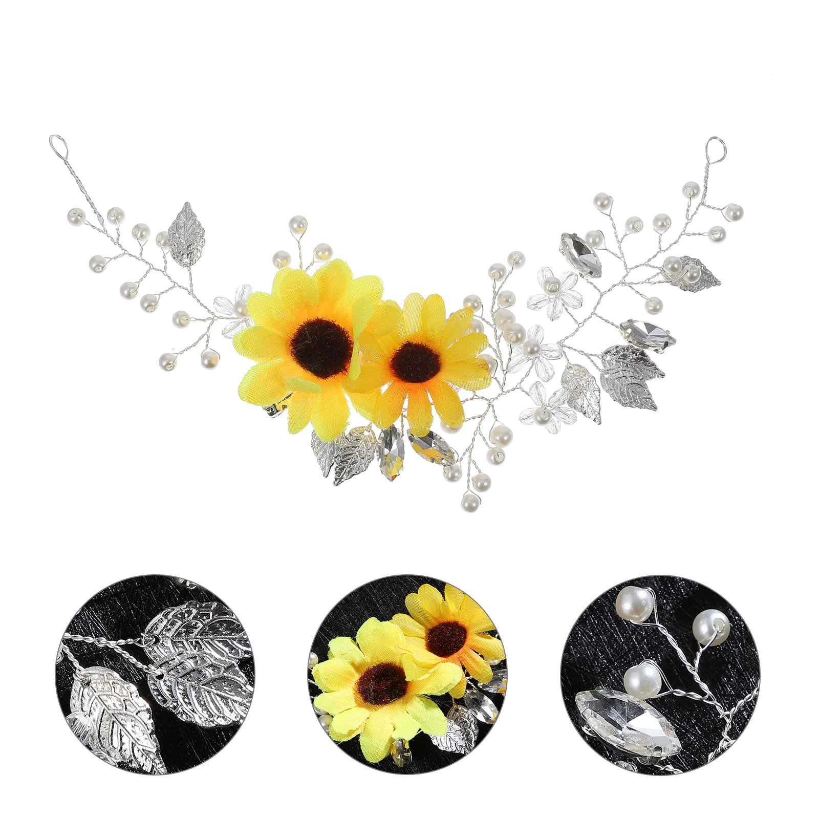 

Rhinestone Hair Clips Engagement Accessory Sunflower Piece Barrettes Women Retro Crystal Headbands Accessories Wedding Daisy