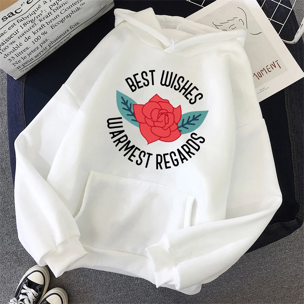 

Best Wishes Warmest Regards Hoodie Men's Rose Flower Print Pullovers Streetwear Korean Hoodies Fleece Casual Male Sweatshirts