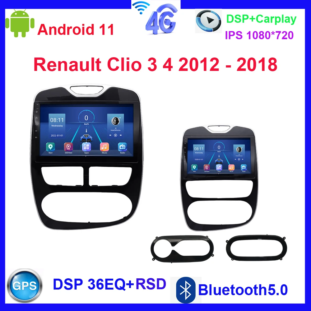 

E Android 11 Carplay Car Radio Video For Renault Clio 3 4 2012 - 2015 2016 - 2018 Multimedia Player Stereo Audio 2Din DVD