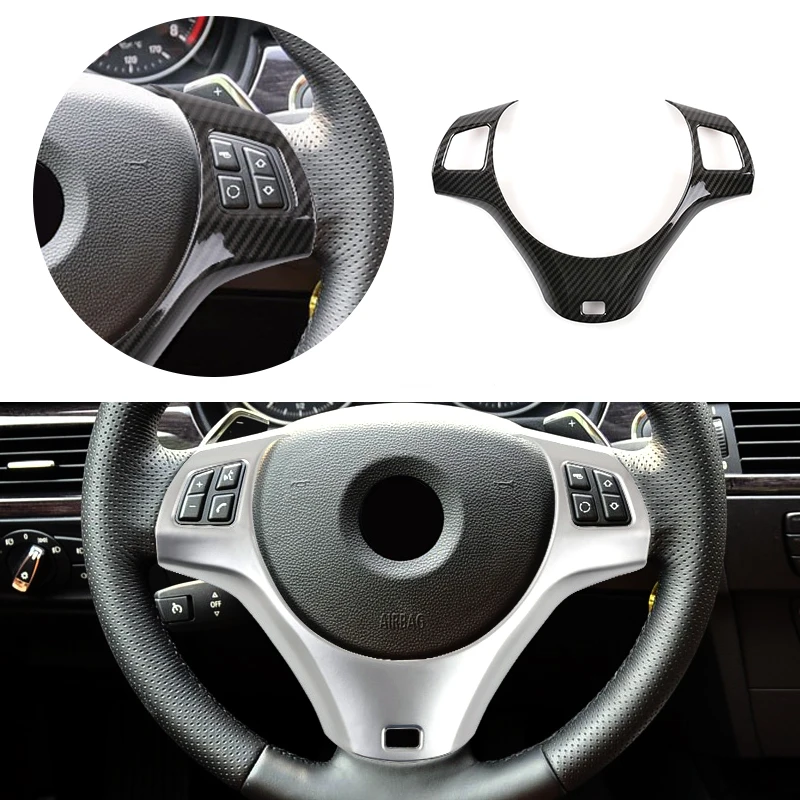 

For BMW 3 Series E90 2005 - 2012 Carbon Texture Car Interior Steering Wheel Panel Switch Button Cover Frame Trim