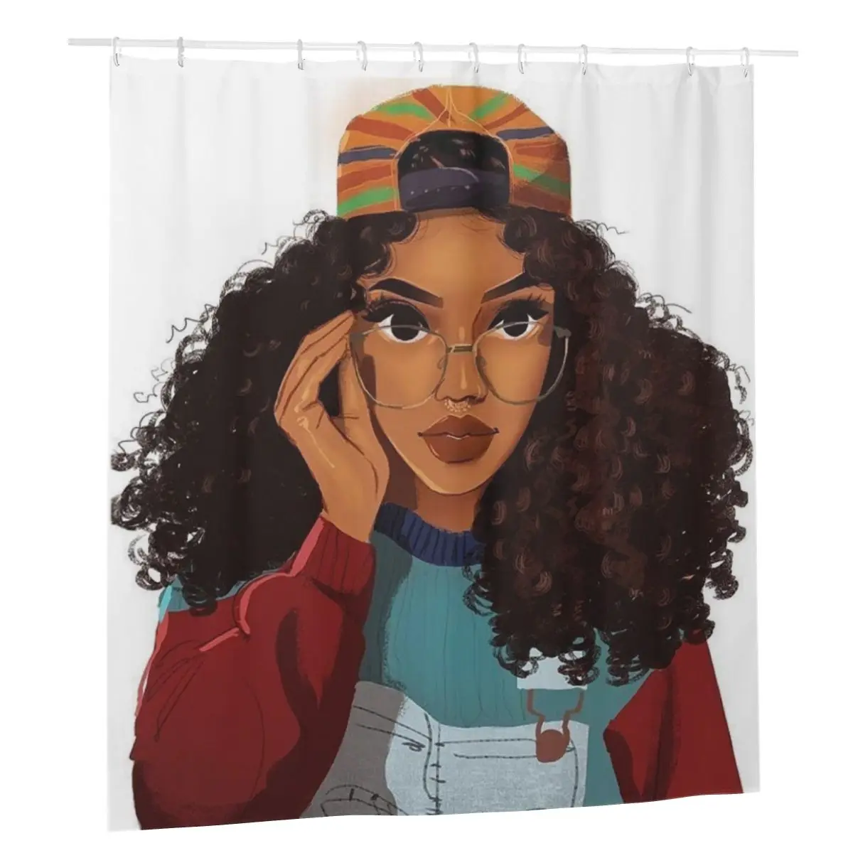 

African Afro American Women Shower Curtain Polyester Waterproof Bath Curtains Black Girl Decor Curtains for Bathroom Shower