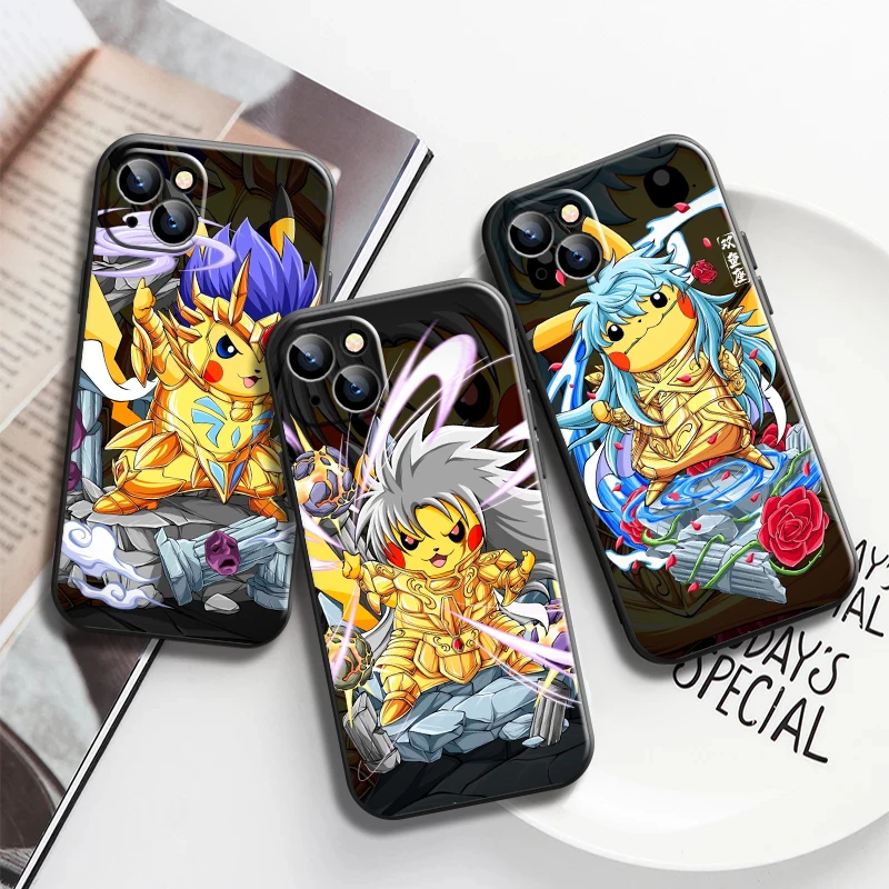 

Golden Warrior Pokémon Phone Case For iPhone 11 12 13 Pro MAX 7 8 6 6S Plus SE 2020 X XR XS MAX 13 12 Mini Protective Case Soft