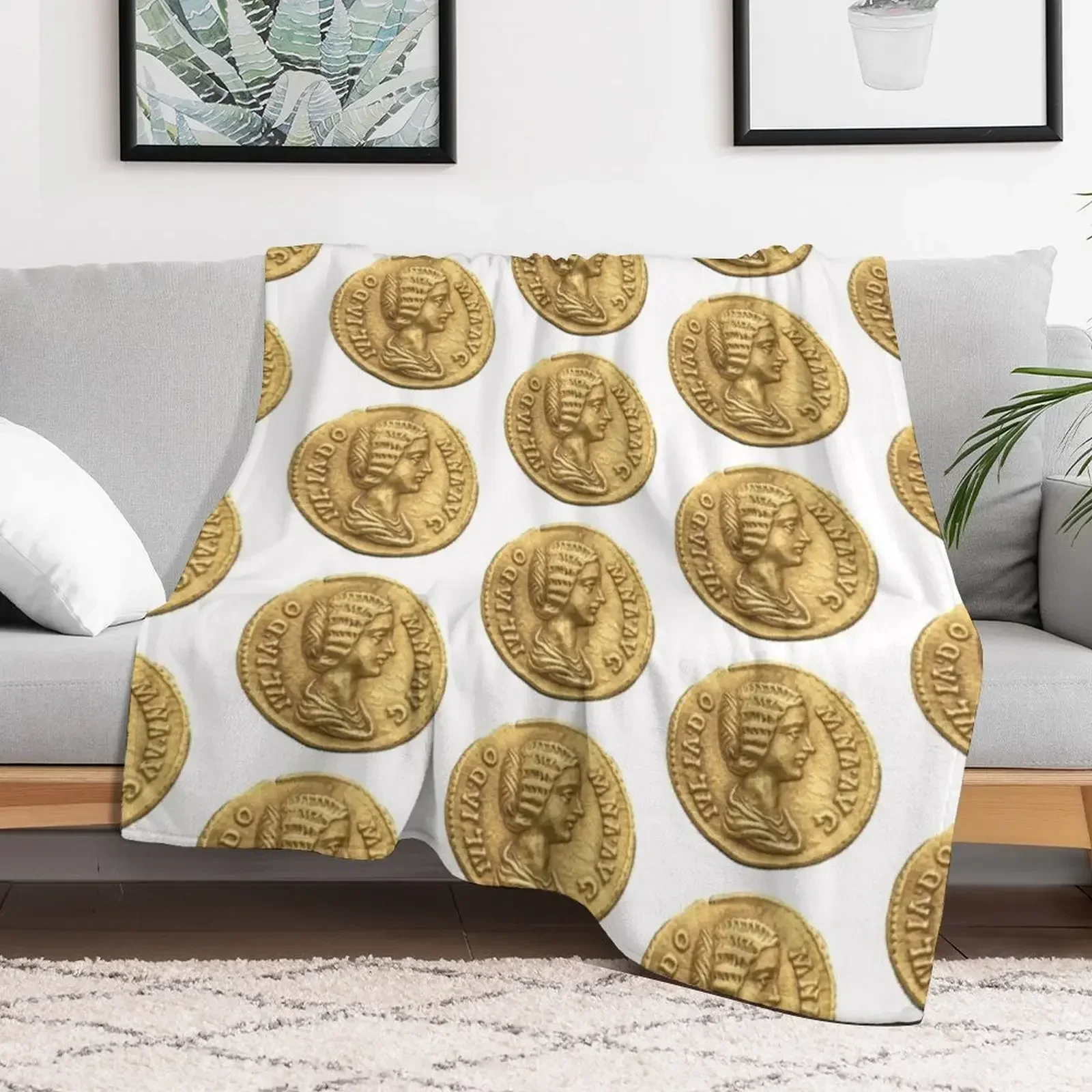 Одеяло Julia Domna Gold Aureus с монетами одеяла и туристические для дивана-кровати