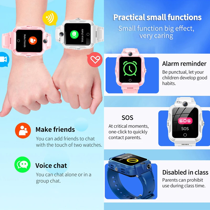 4G Детские умные часы 1 Гб + 8 Поддержка приложения GPS Смарт-часы детские двойная