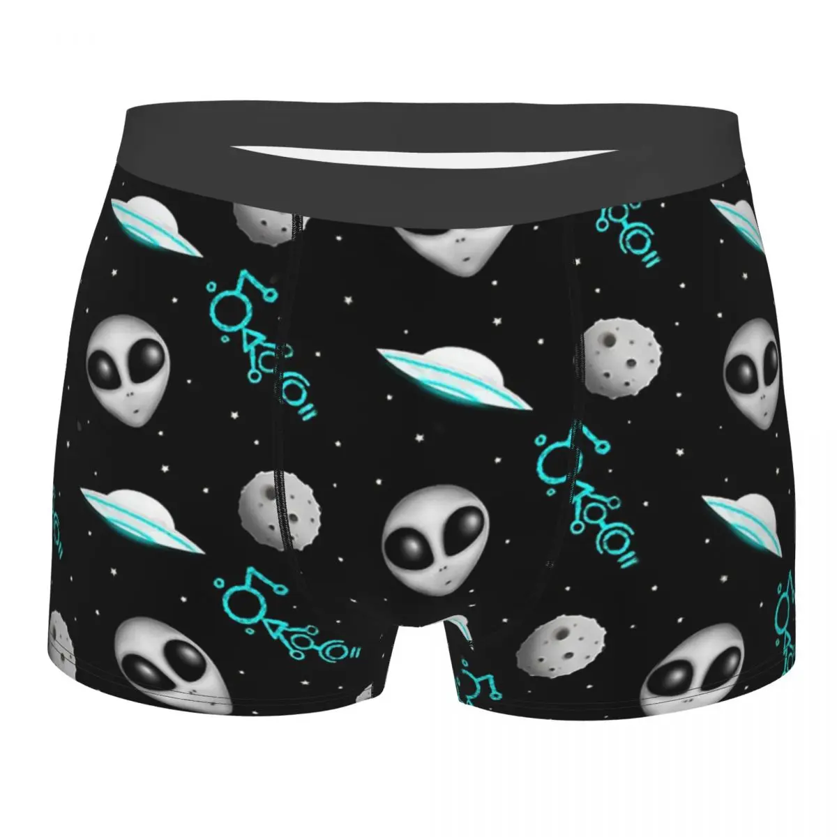 Alien UFO Moon-ropa interior Sexy para hombre, calzoncillos cortos con patrón de círculo, bragas transpirables, Bóxer