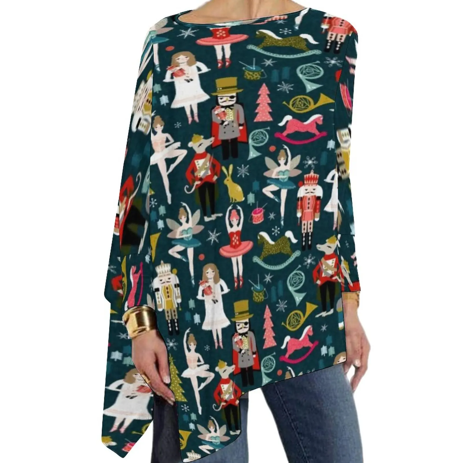 

Funny Music T-Shirt Nutcracker Ballet Aesthetic Long-Sleeve T Shirts Womens Street Wear Tee Shirt Plus Size Graphic Top Tees
