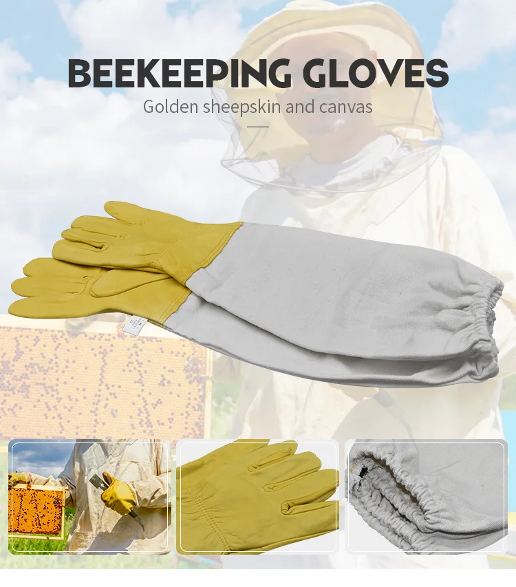 

5 Pair Beekeeping Glove 3D Breathable Gloves Suit For Bee Farm Glove Sheepskin Glove beekeeping Equipment Wholesale