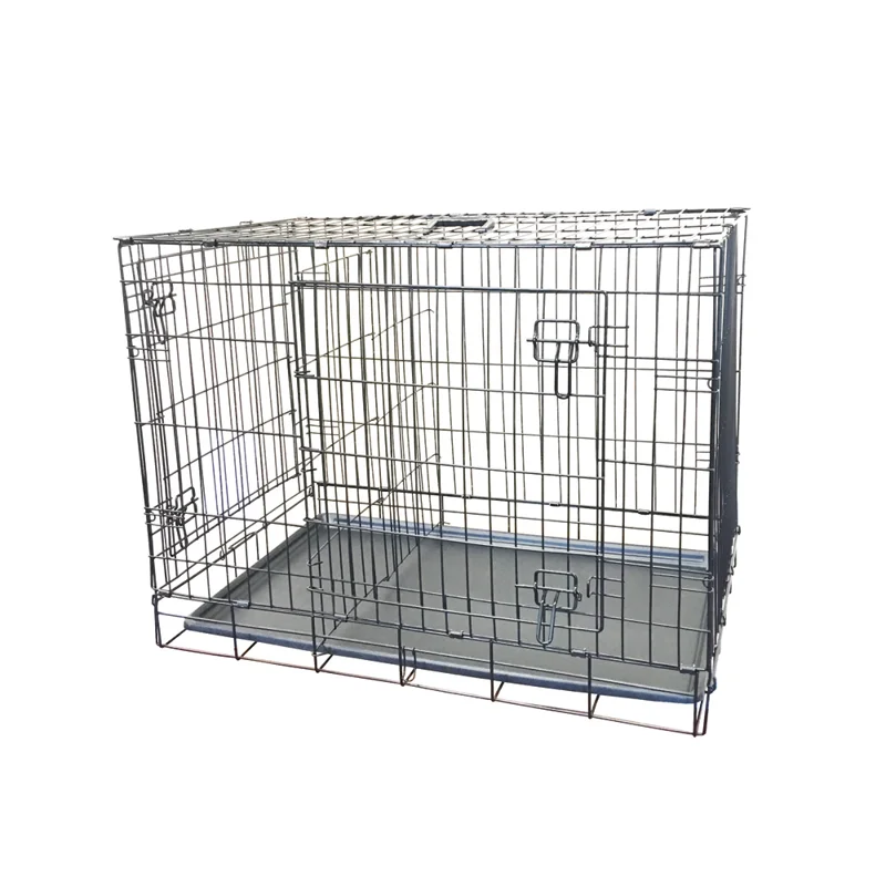 

Double Door Folding Wire Dog Crate, Black, X-Small, 24"L