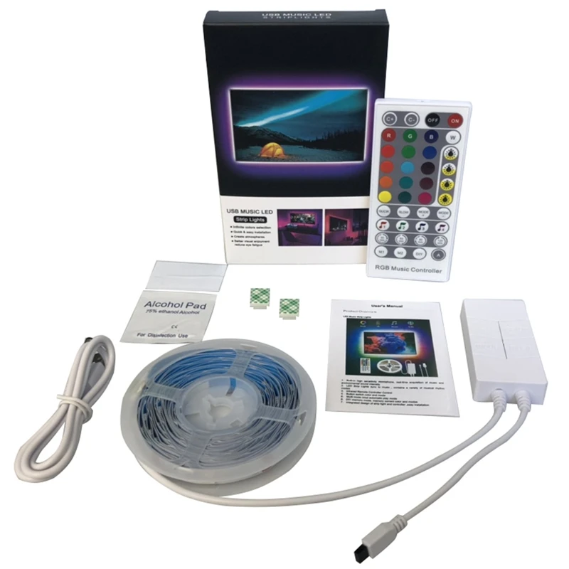 

Светодиодная лента 5 м, RGB Светодиодная лента с ИК-пультом дистанционного управления, подсветка телевизора, RGB 5050 Светодиодные индикаторы си...