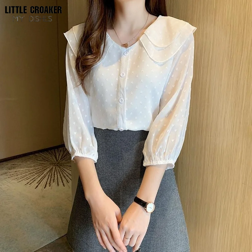 

Женская Формальная рубашка с длинным рукавом, элегантная белая Удобная прямая свободная Однотонная рубашка на пуговицах, женская одежда