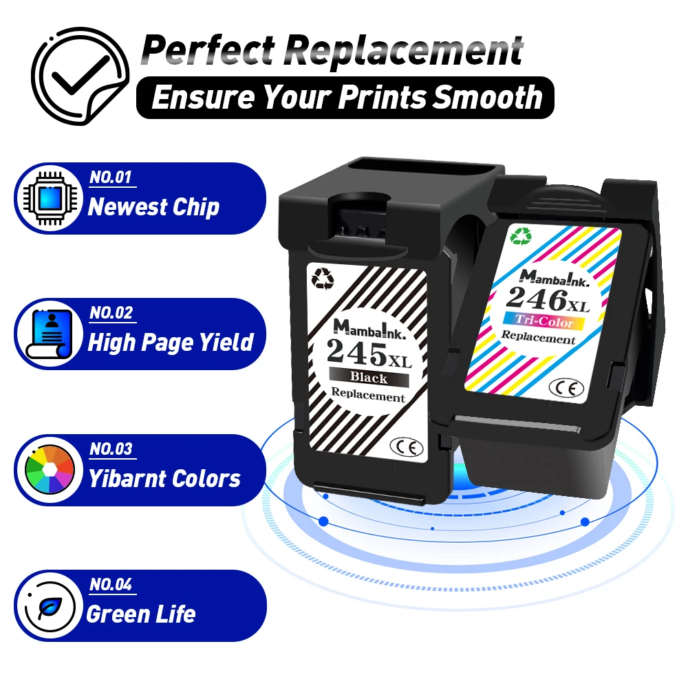 QSYRAINBOW For PG245 CL246 Ink Cartridges For Canon PG-245 246 For  MG2924 MX492 MG2520  TS302  TS3120 TS3122 Printer images - 6