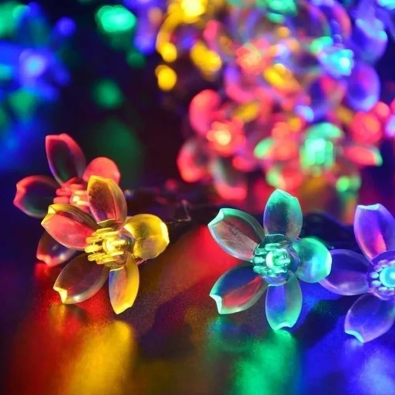 Trendy Garden Decor Solar String Fairy Lights 20/30/50 Led Peach Flower String Lamp