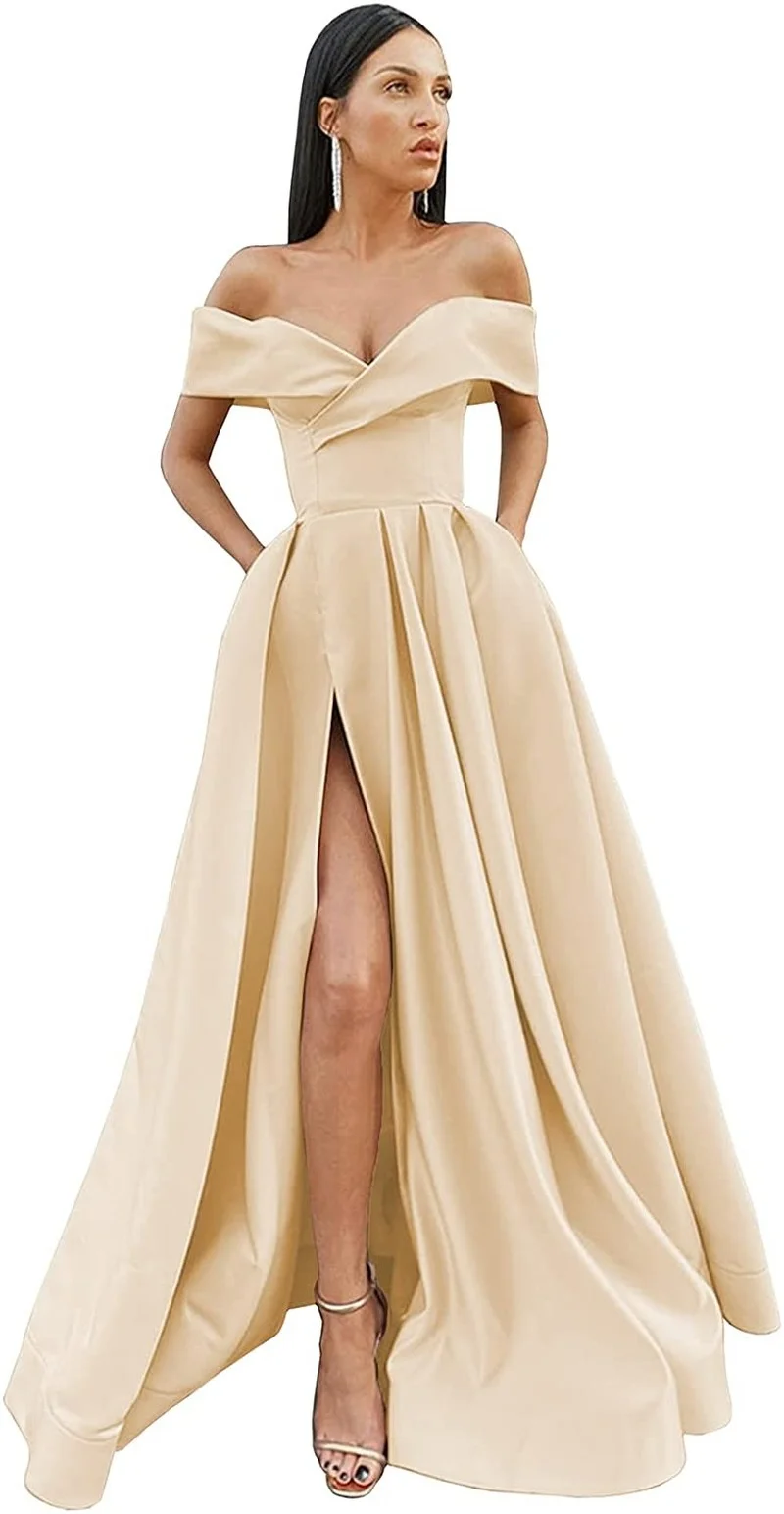 Shoulder Prom Dresses Long Ball Gown 