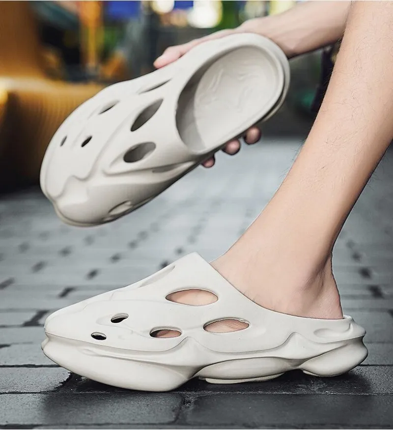 

Slippers For Men Women Summer Couples Super Soft Thick Sole Baotou Sandals Fashion Cave Shoes Beach Shoes Flat Shoes