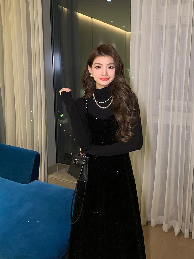 Пальто для ежегодных встреч комплект с юбкой на подтяжках женский осенне-зимний