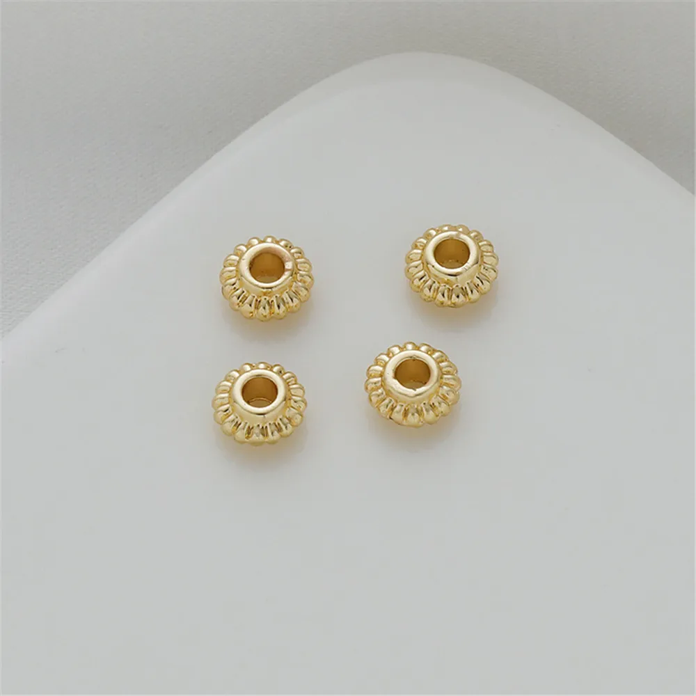

14k gold coated 6mm gear flying saucer beads diy spacers handmade jewelry bracelet necklace flat beads accessories