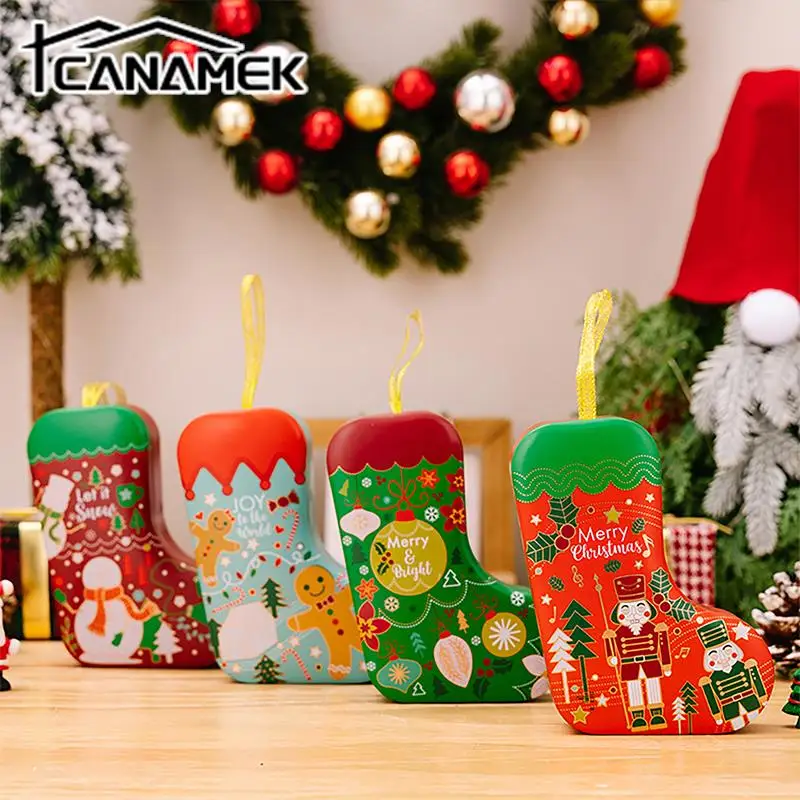 Empty Cookie Tin Candy Box For Christmas Candy Biscuit Bag Party Treat Bag Christmas Gift Box