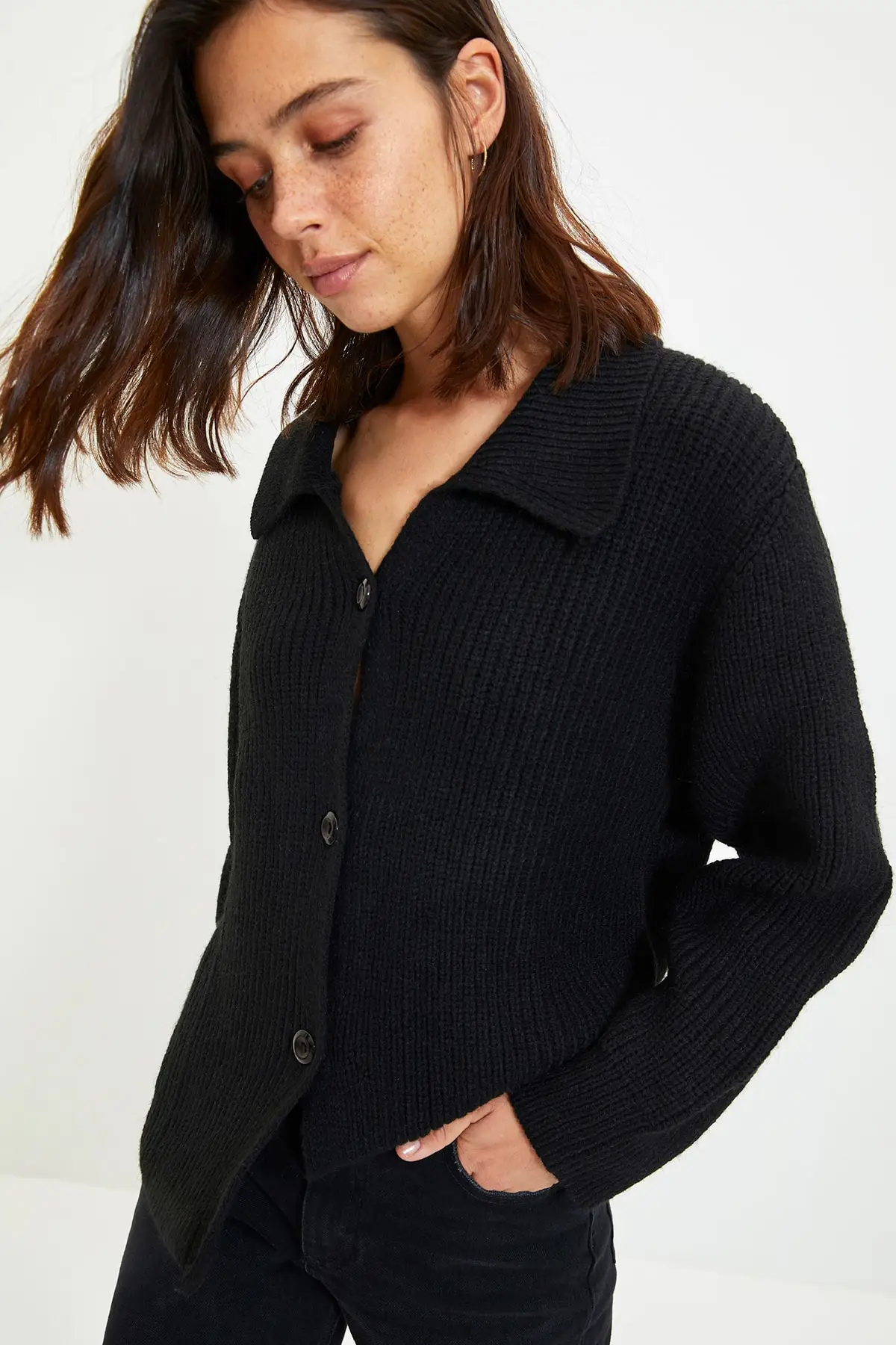 

Trendyol Polo Collar Knitwear Cardigan TWOAW22HI1019