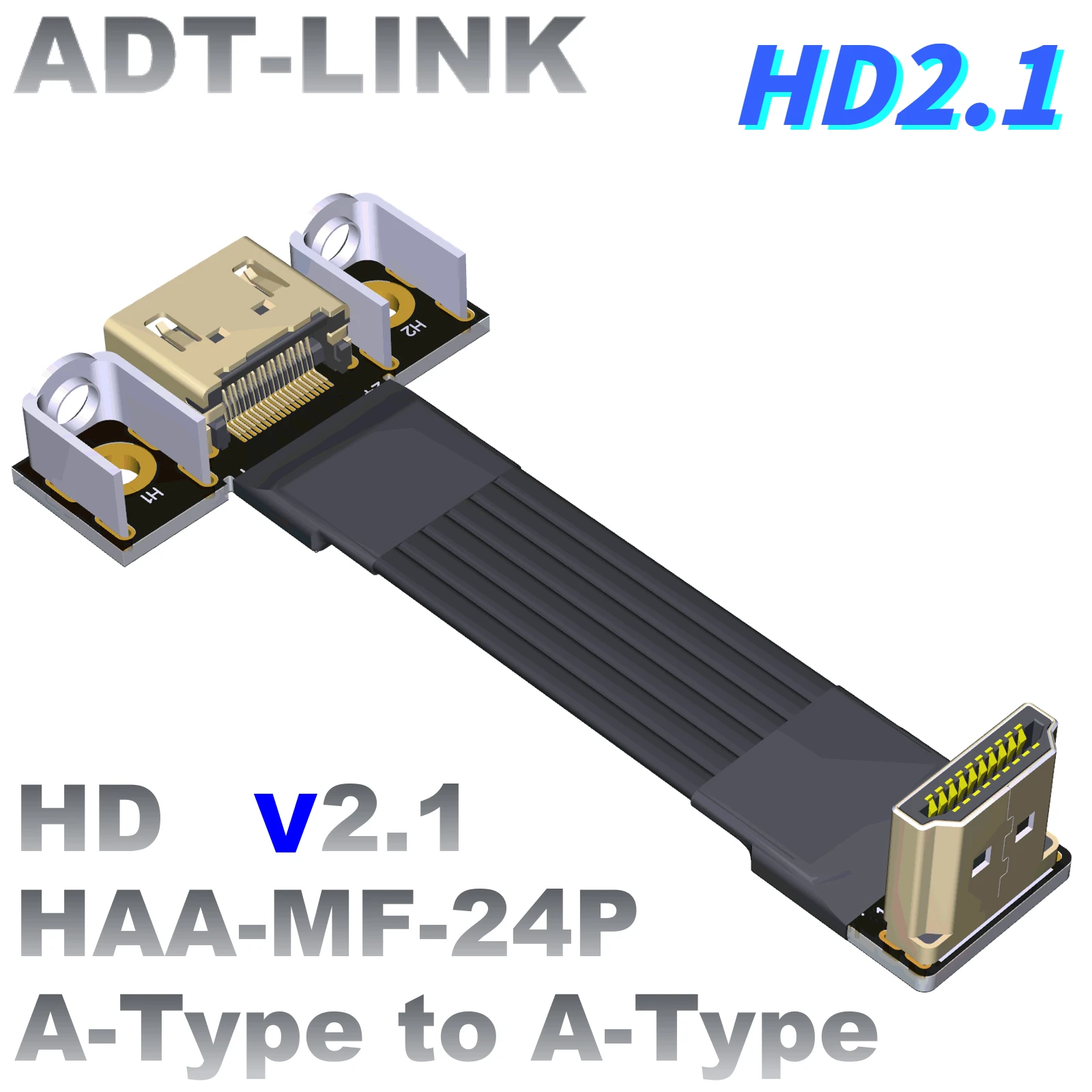 Standard A-A Type HD2.1 Male/Female Built-in Flat Ribbon Video Extension Cable 2K/240hz 4K/144Hz FPC FPV GPU V2.1 Audio Extender