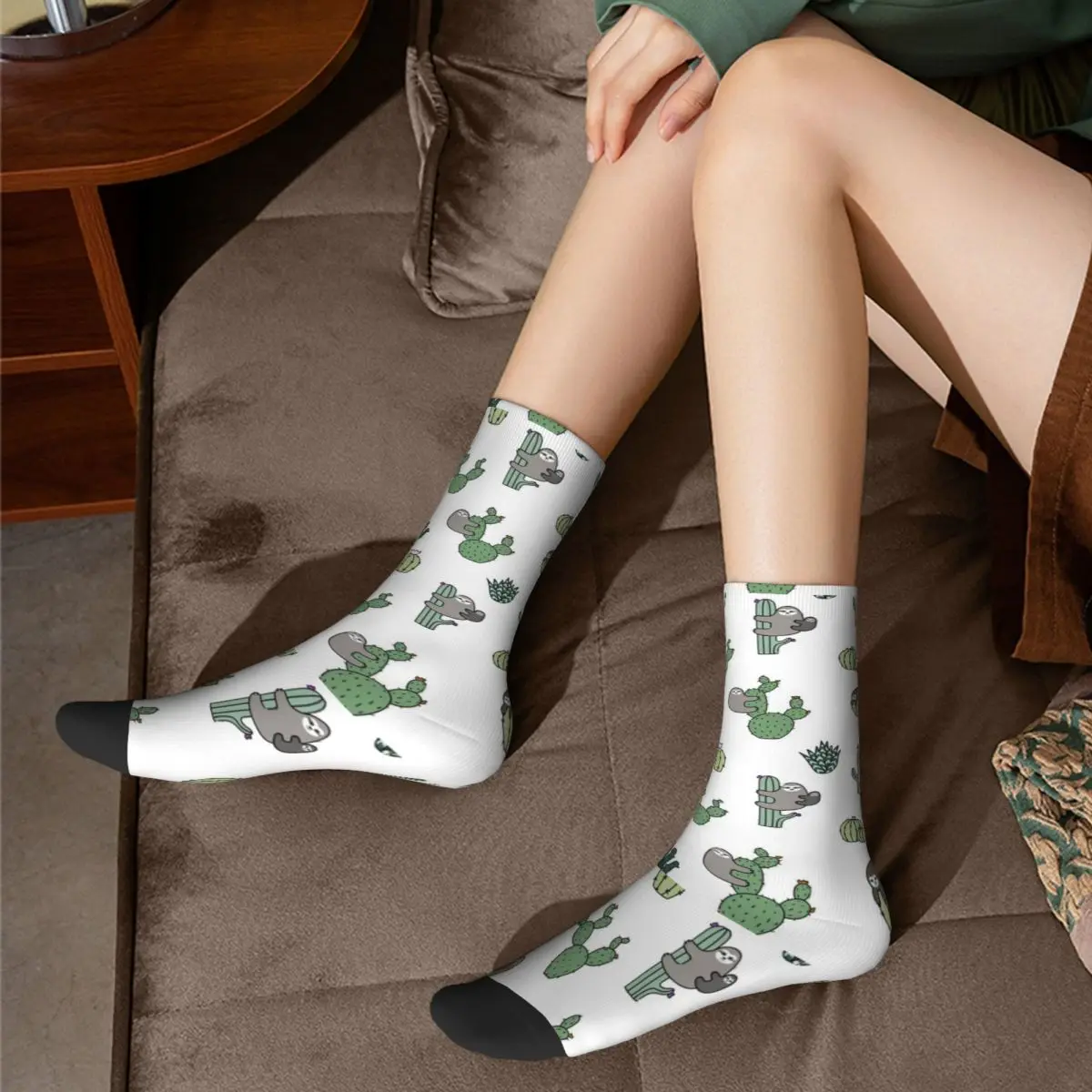 

Носки кактус Ленивец милый узор удобные домашние средние чулки большие химические волокна подростковые Классические носки