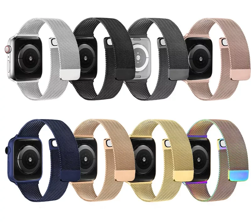 

Luxury Strap for Apple Watch Band 44mm 40mm 38mm 42 mm Milanese Metal Band Bracelet iwatch se 6 5 4 3 2 1 Silver Gold