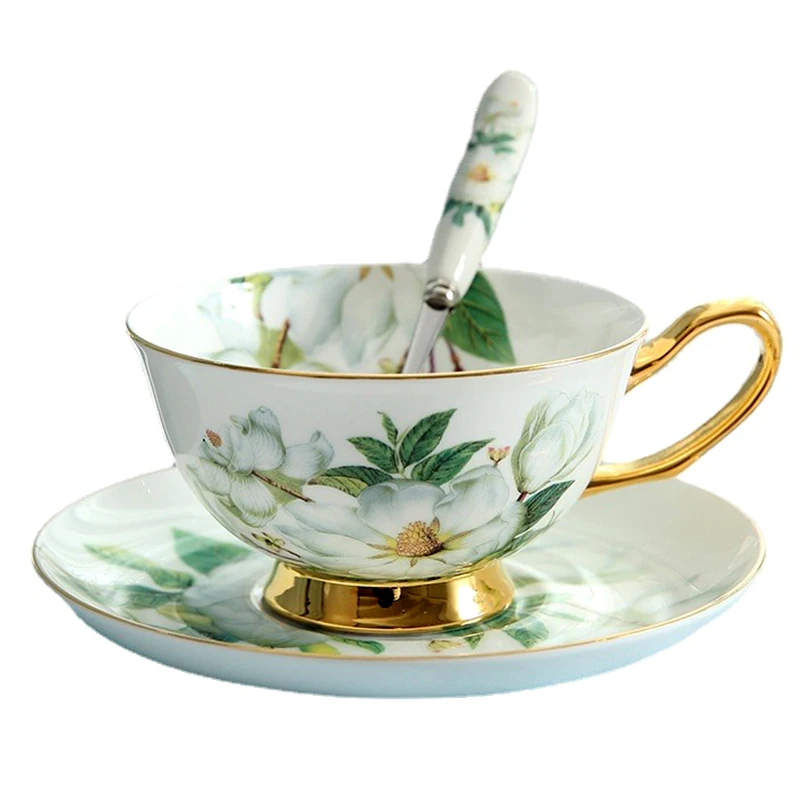 

Bone China Coffee Cups Set with Saucer 250ml Large Nordic Ceramic Mug Vintage Porcelain Cups Household Coffee Mugs Coffeeware