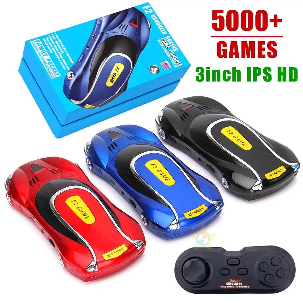 3.0 IPS Screen Portable Video Game Consoles Racing Car Handheld Gampad 10 Emulators Built in 5000 Games AV Out for NES Dropship