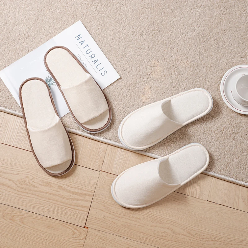 3Pairs/Lot Cheap Hotel Slippers Men Women Travel Disposable Cotton Linen Cloth Hospitality Soft SPA Shoes Guest Slides