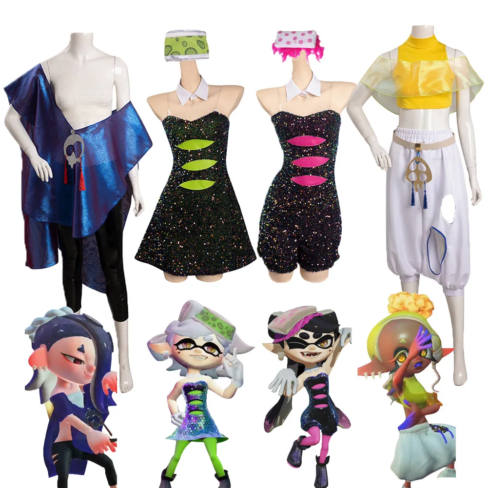 

Splatooning Callie Marie Frye Shiver Cosplay Dress Jumpsuit Roleplay Outfits Female Halloween Carnival Party Disguise Costume