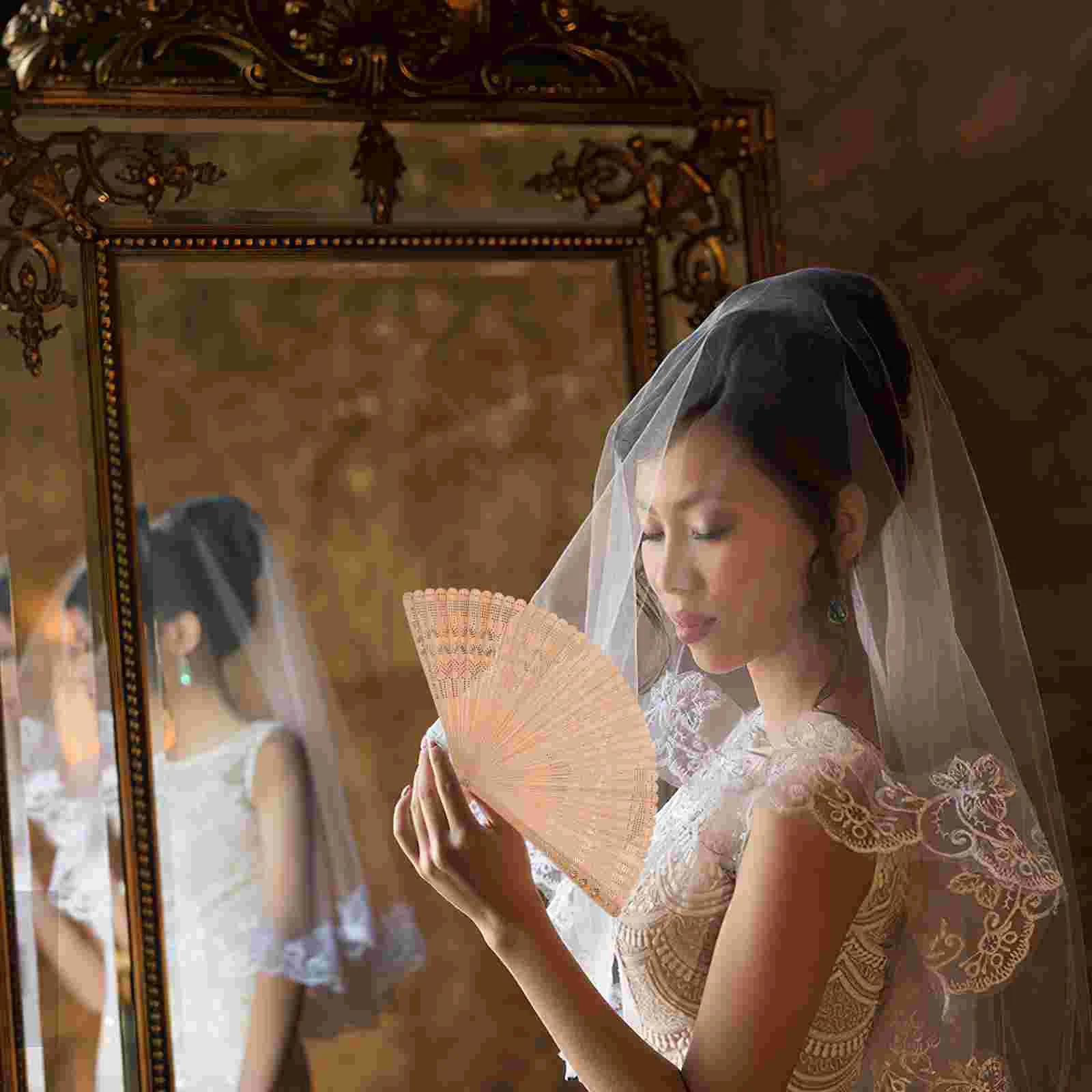 Ретро Декор Портативный Вентилятор Шелковый Складной Кружева Черный Круглый