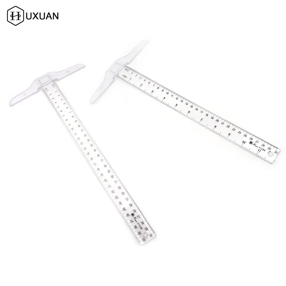 

1pcs T Square Ruler 30cm Plastic T Shape Ruler Clear Transparent Measurements Straight Ruler Measure Tool