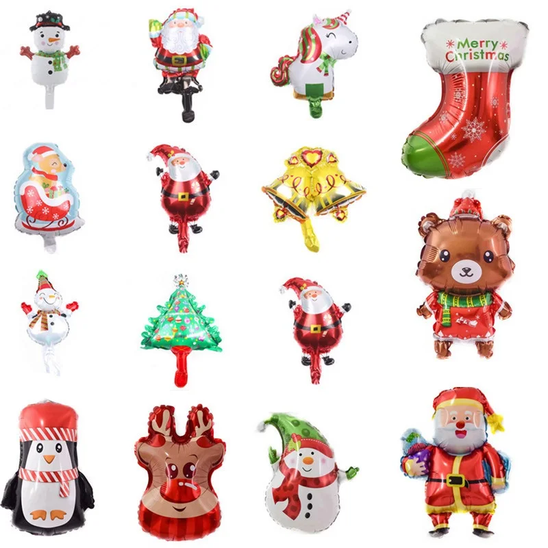 

10 Pcs Christmas Balloons Aluminum Foil Santa Claus Snowman Xmas Tree Elk Mini Balloon Birthday Party Decoration Merry Christmas