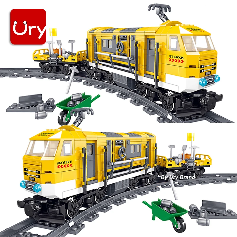 Technical Electric Train Sets City Cargo Steam Railway Engineering Tracks Motor RC Car Building Blocks Toys for Kids Boys Gifts