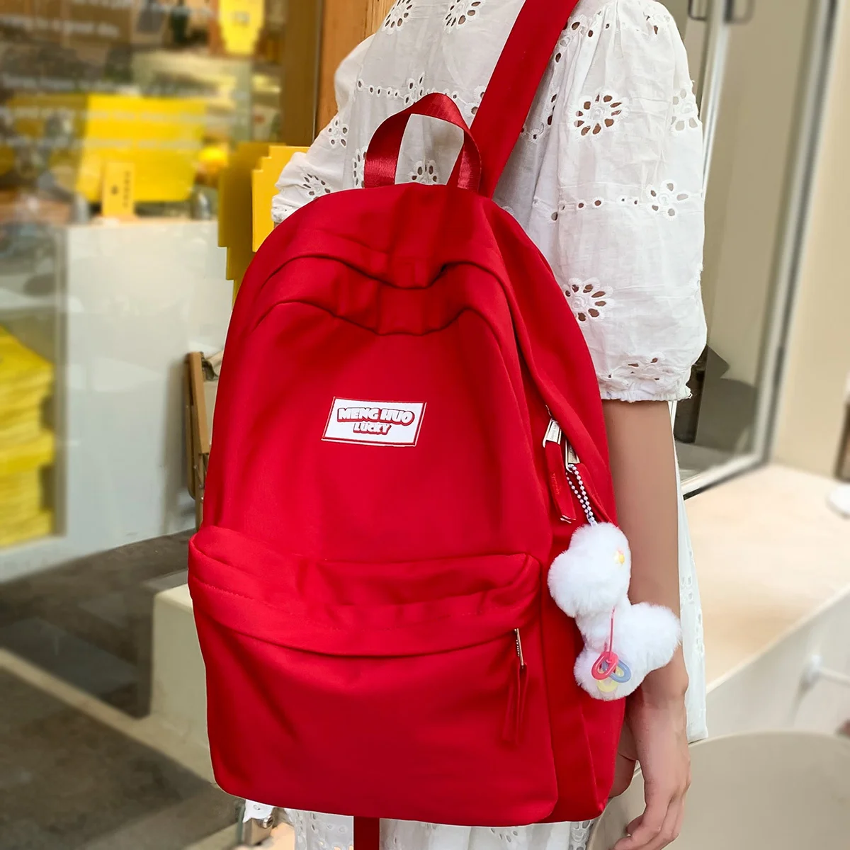 

Fashhion Lady Travel Red Fashion Girl Kawaii Trendy Book Bag Female Cute Nylon Laptop Cute School College Backpack Women Student