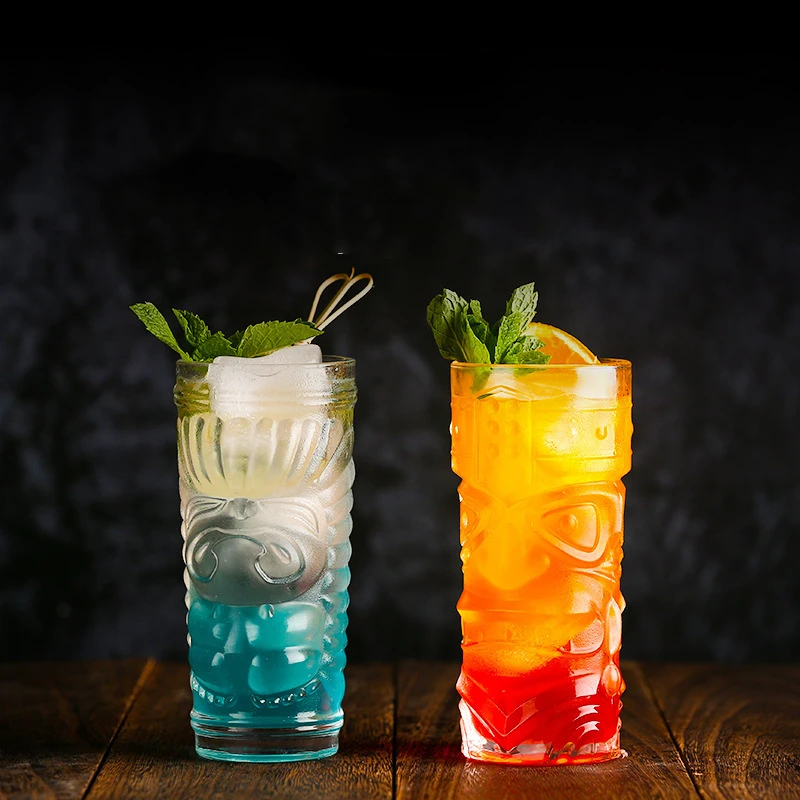 

Creative Shaman Totem Face Tiki Bar Glass Wine Cocktail Glasses Whiskey Cup Beer Cup Juice Cup Thicken Bar Cooler Clear Tumblers