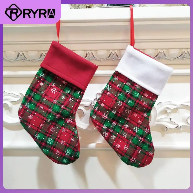 1PC Christmas Decoration Christmas Socks Ornaments Pendant Boots Children New Year Candy Bag Gift Fireplace Tree Jewelry