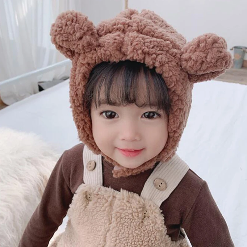 

Autumn Winter Warm Children's Woollen Cap Baby Hat Long Rabbit Ear Cap Knitted Hat Boys Girls Bunny Kids Plush Velvet Wool Cap