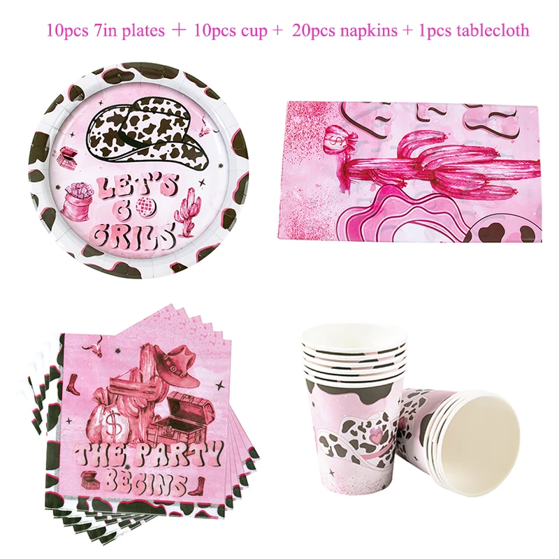 

Одноразовые наборы посуды joy-enlife Розовая ковбойская тематика