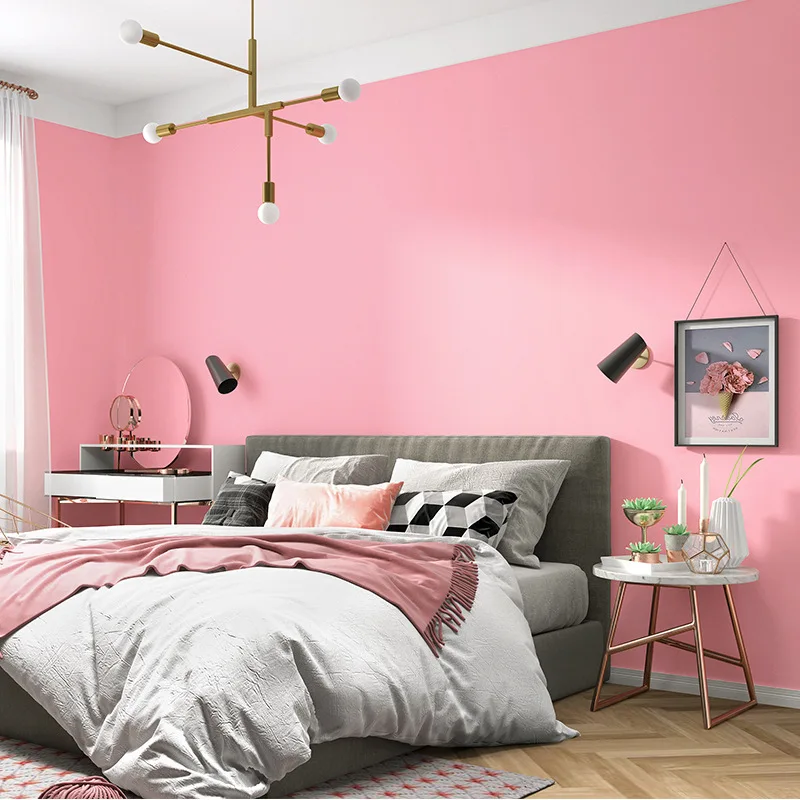 

Ins pink wallpaper girl bedroom lovely princess pink dirty pink solid color living room children's room wallpaper