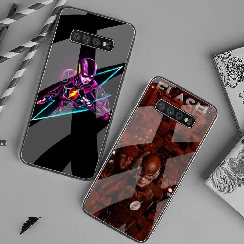 

DC Heroes The Flash Phone Case Tempered Glass For Samsung S20 Ultra S7 S8 S9 S10 Note 8 9 10 Pro Plus Cover