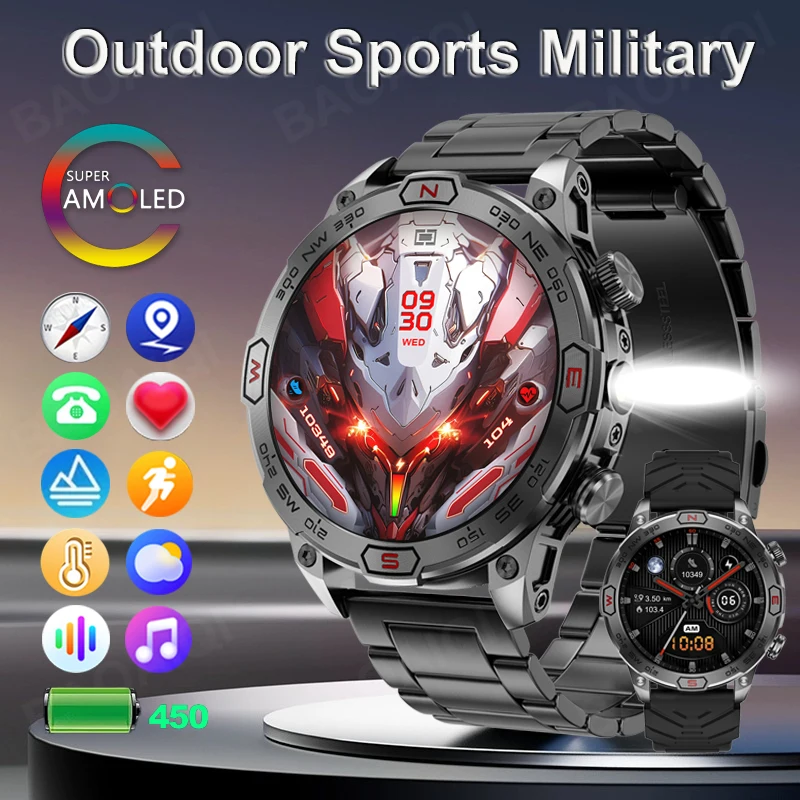 Смарт-часы мужские водонепроницаемые (1 атм) с поддержкой Bluetooth и GPS