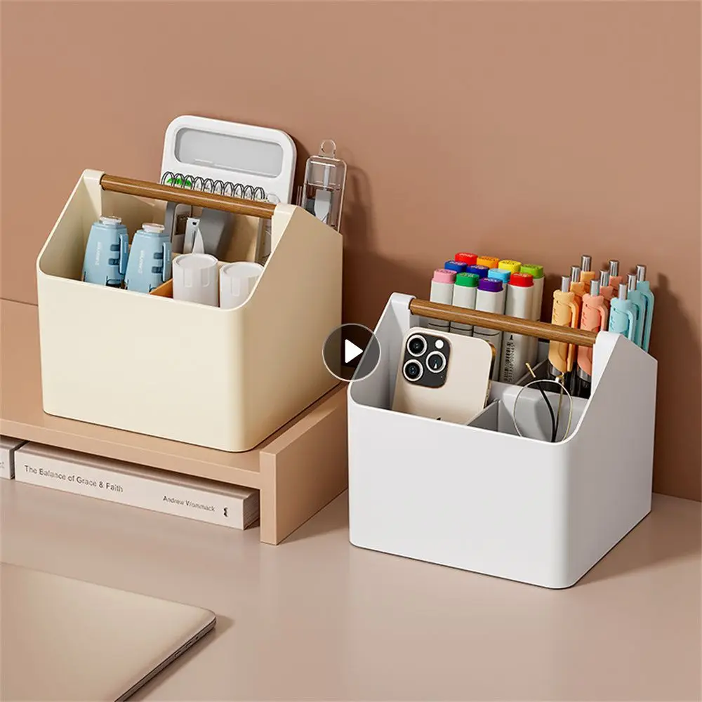 

Desktop Storage Box Snow Mountain White Large Capacity Storage Portable Handle Easy To Take Compartmented Storage 443 Grams