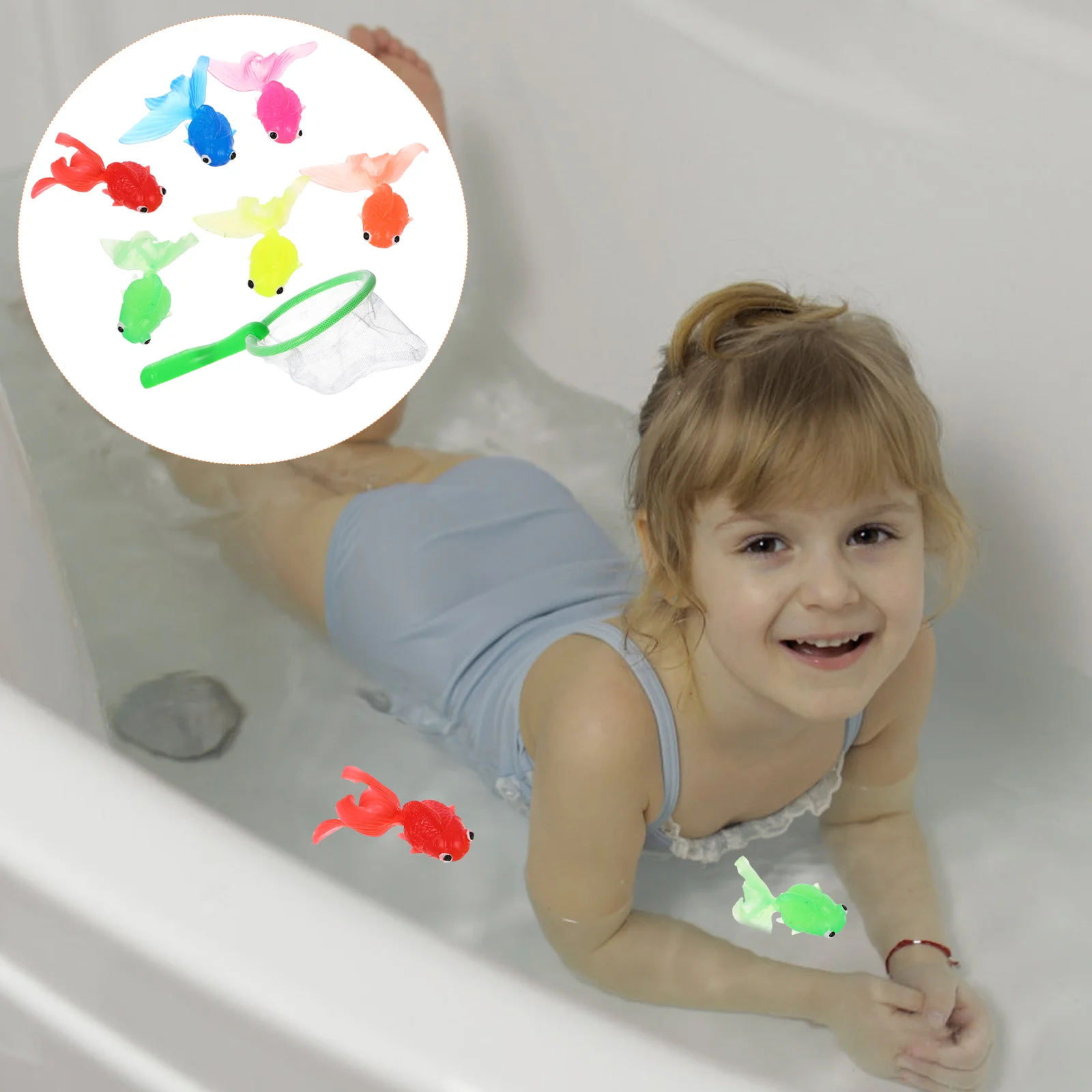 

Soft Rubber Goldfish Suit Dark Baby Bath Essentials Water Toy Landing Infant Fishing Toys Bathtub Toddler