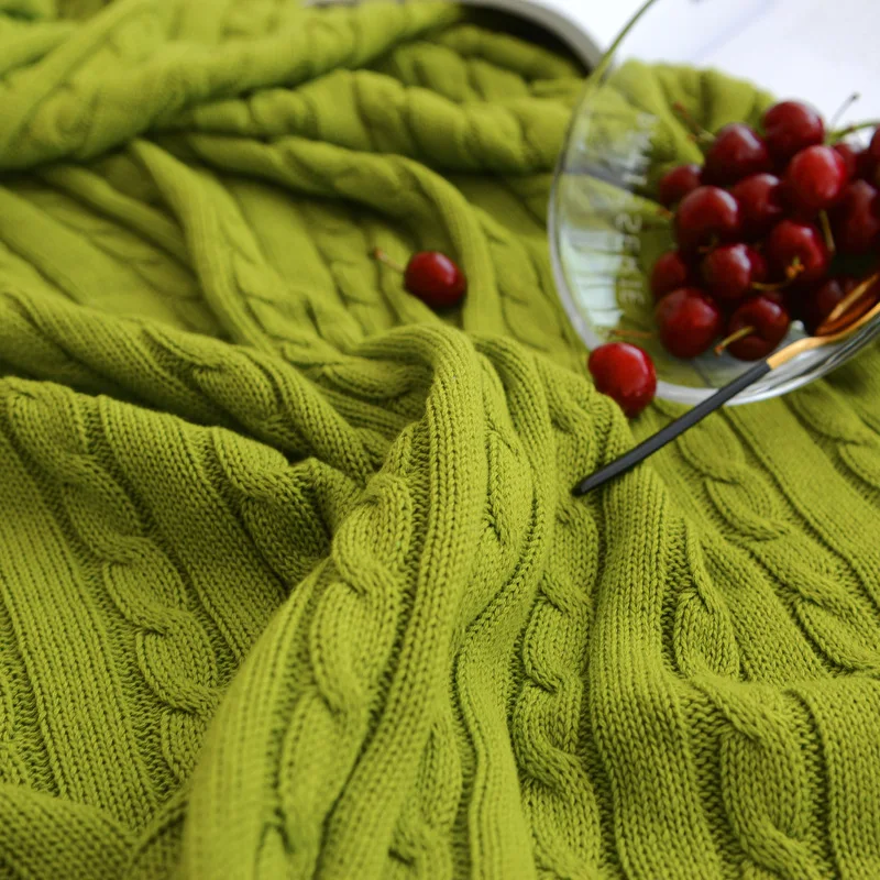 100% Pure Cotton Cable Knit Throw Blanket, Super Soft Warm Knitted Throw Blanket for Couch, Sofa, Chair, Bed - Extra Cozy