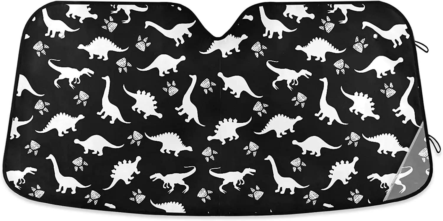 

Cute Dino Footprints Paw Car Sun Shade Windshield White Dinosaurs Sunshades Reflective UV Rays Protector Keep Your Vehicle Cool